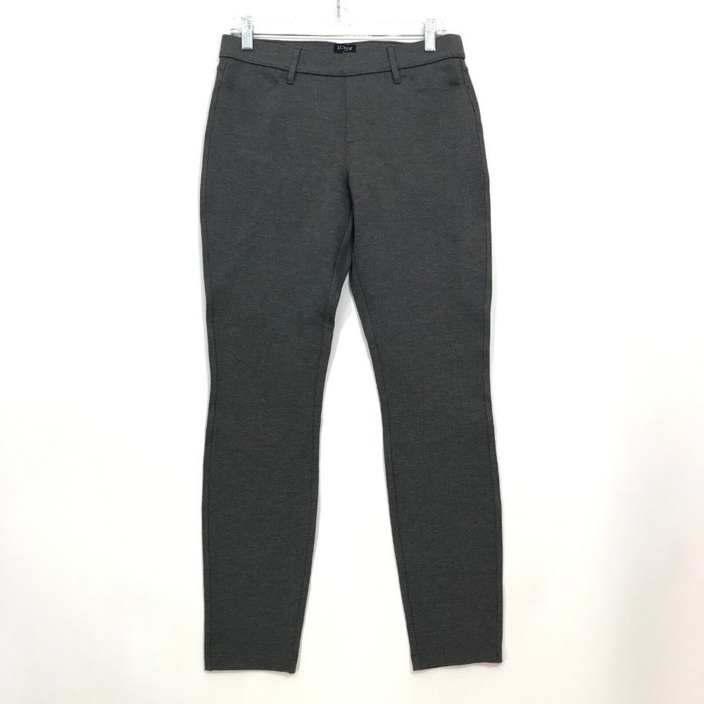 J. Crew GIGI Pull On Ponte Pants Womens Sz 8 Gray Stretch 29" Inseam Flat Front